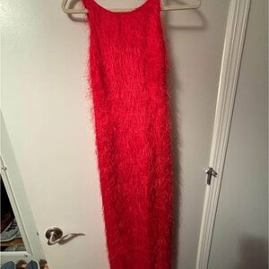 TOPSHOP Red Fringe Dress